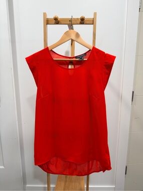 French Connection Bright Red Cap Sleeve Tunic Top